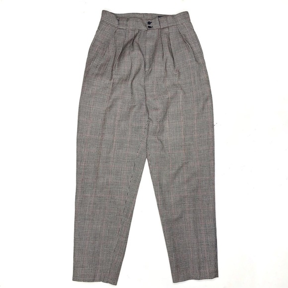 Vintage Maurices 100% Wool Glen Plaid Trousers 12 - Picture 1 of 9